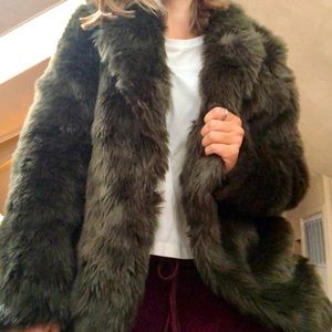 Forever 21 Forest Green Faux Fur Coat